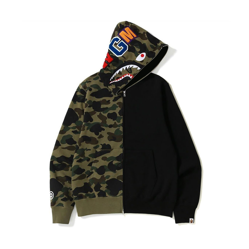 BAPE Shark Camo Print Full Zip Streetwear Hoodie Unisex