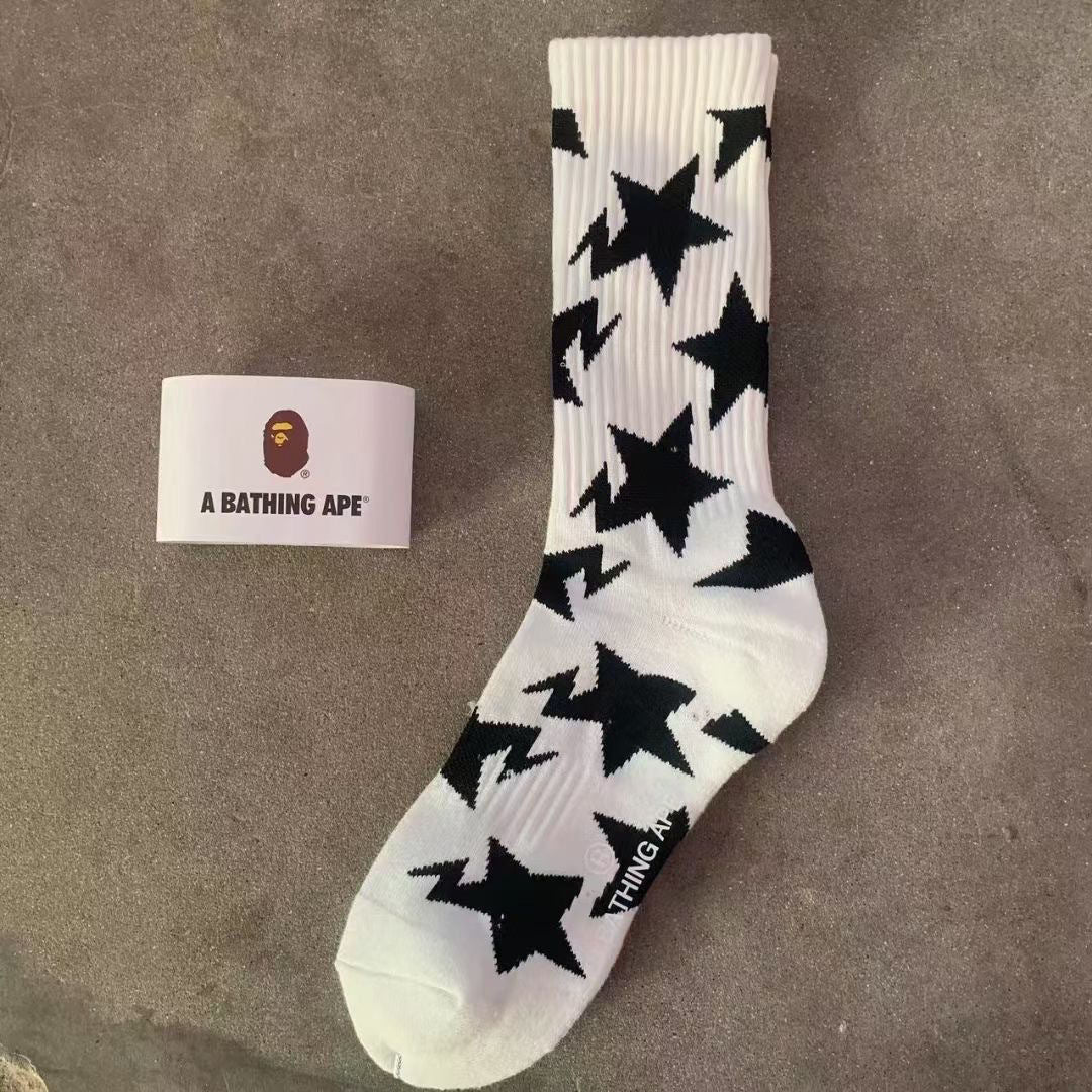 BAPE Ape Head Ribbed Crew Socks Multi Graphic Prints