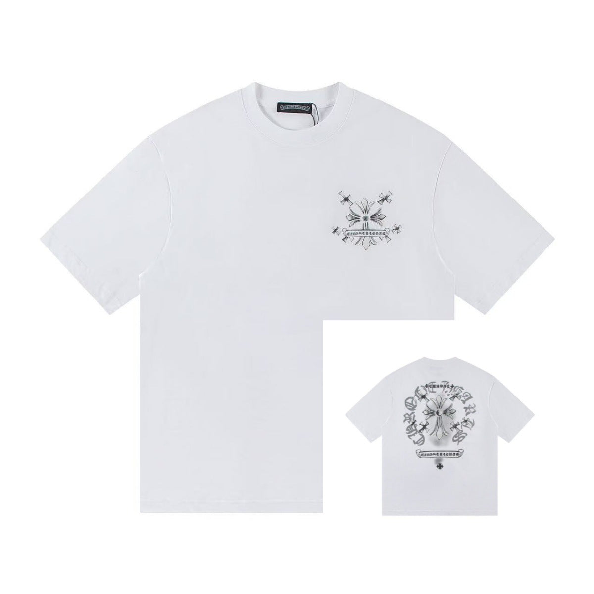 Chrome Hearts Color Sanskrit Cross Horseshoe Print Short Tee Unisex