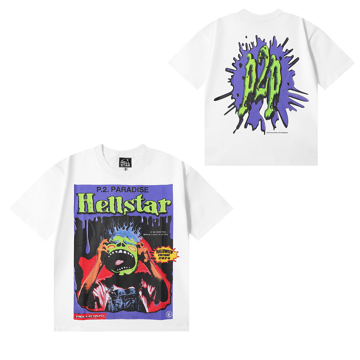 Hellstar Series Vintage Graphic Print Loose Unisex Streetwear T-Shirt