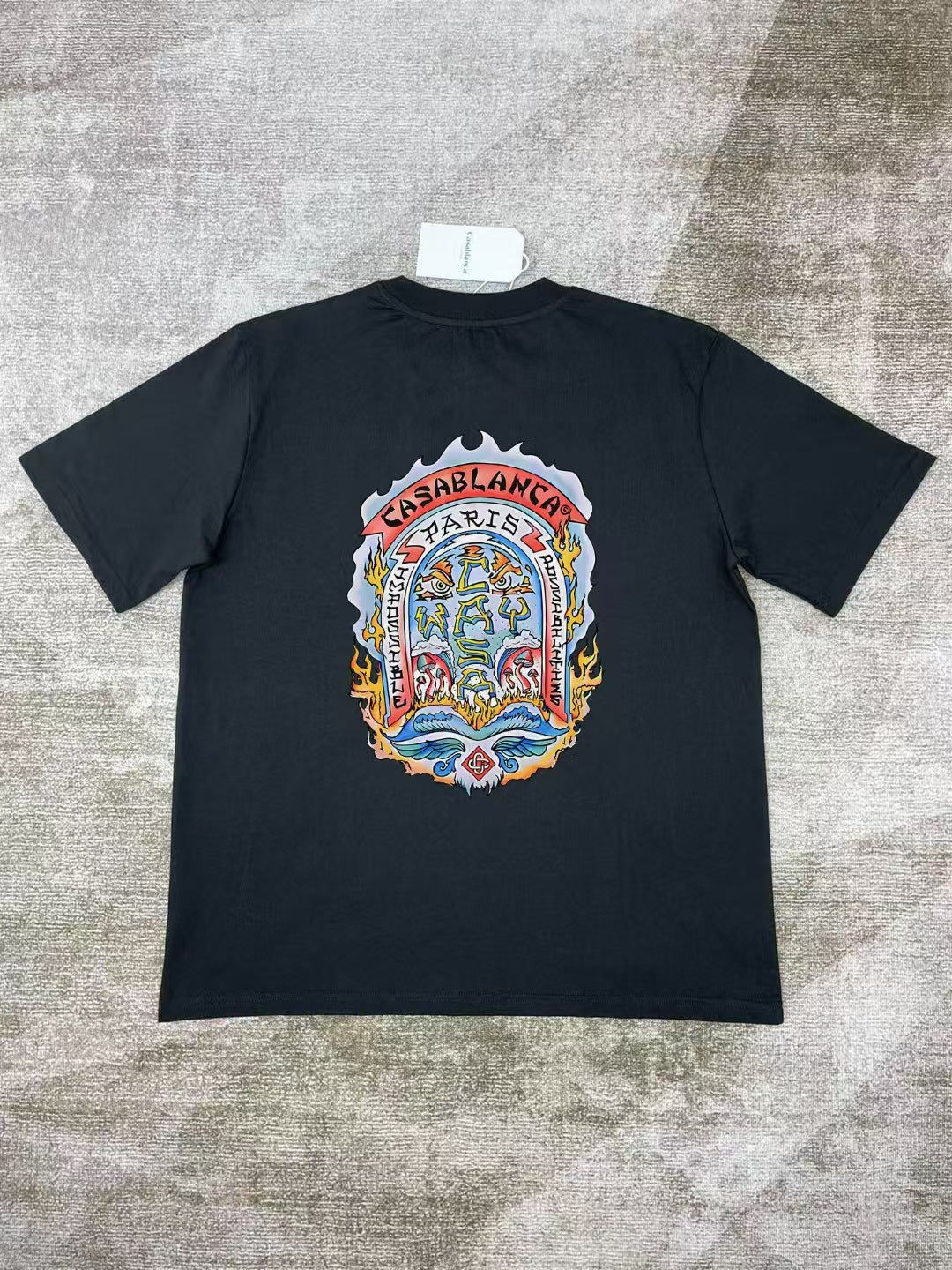 Casablanca Art Graphic Print Loose Unisex Short Sleeve T-Shirt