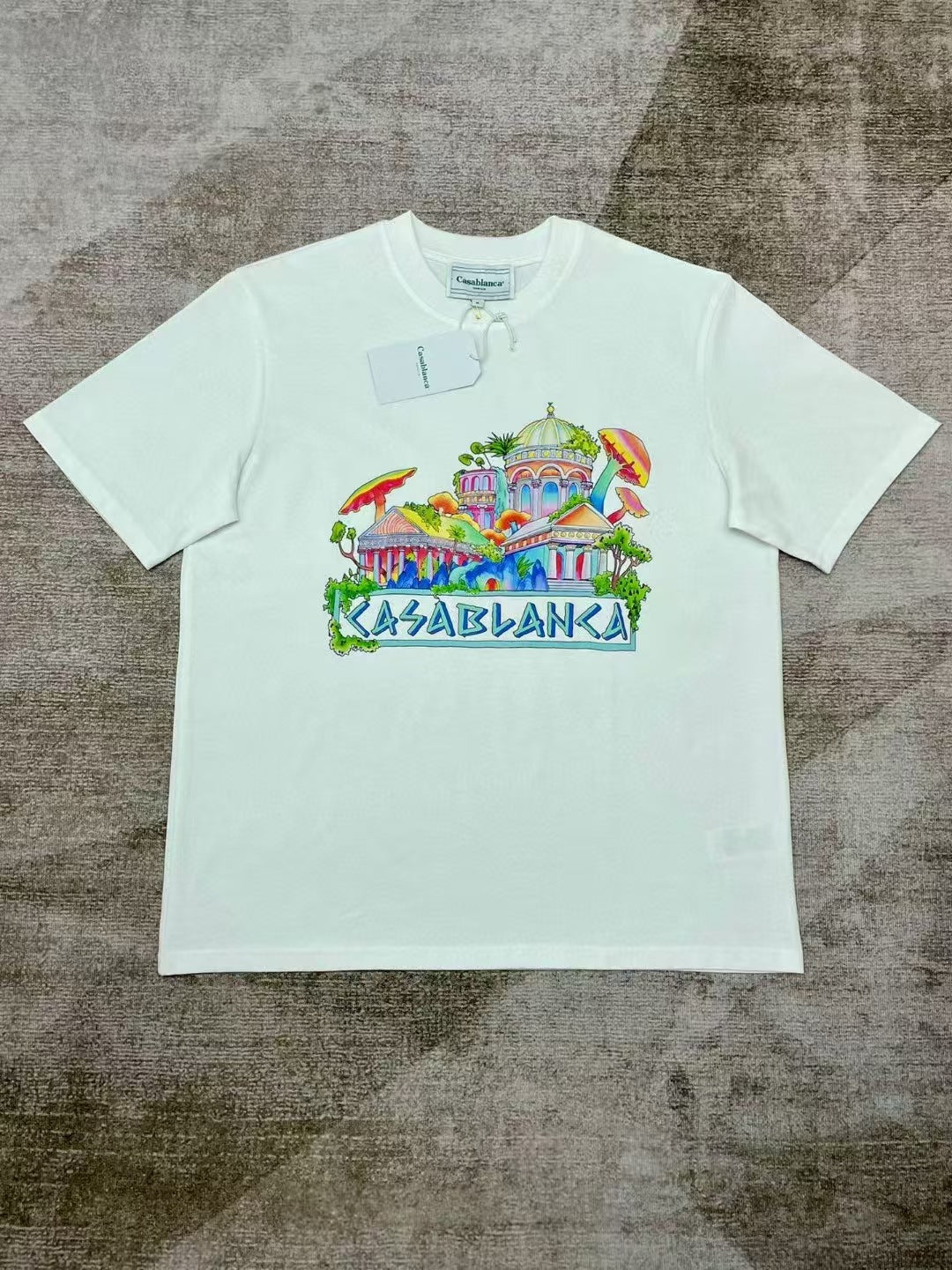 Casablanca Art Graphic Print Loose Unisex Short Sleeve T-Shirt