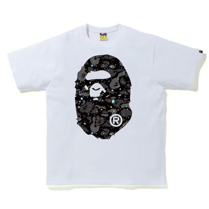 BAPE Ape Head Camo Shark Print Crew Neck Short Sleeve T‑Shirt Unisex