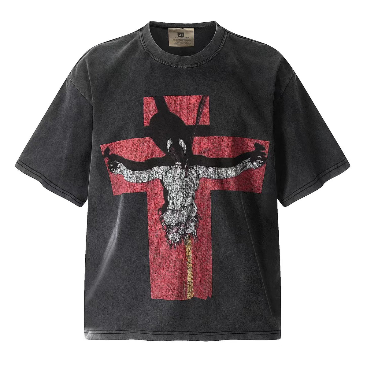 Saint Michael Vintage Washed Multi‑Print Graphic Oversized Tee Street