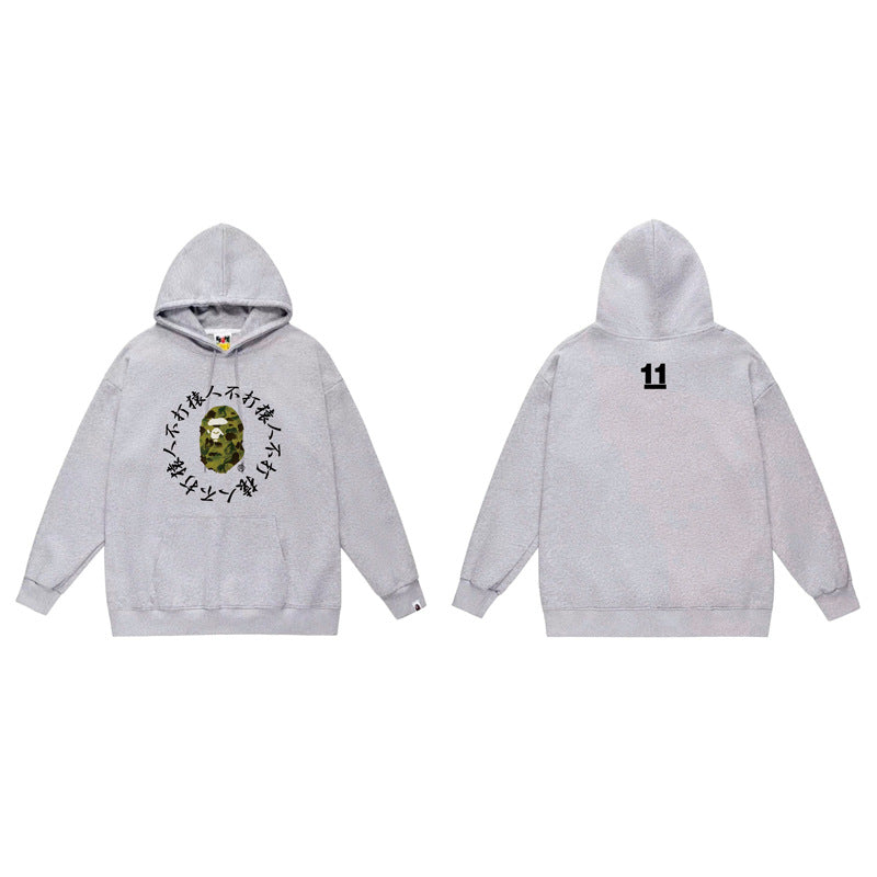 BAPE Ape Head Graphic Hoodie Camo Print Loose Cotton Pullover