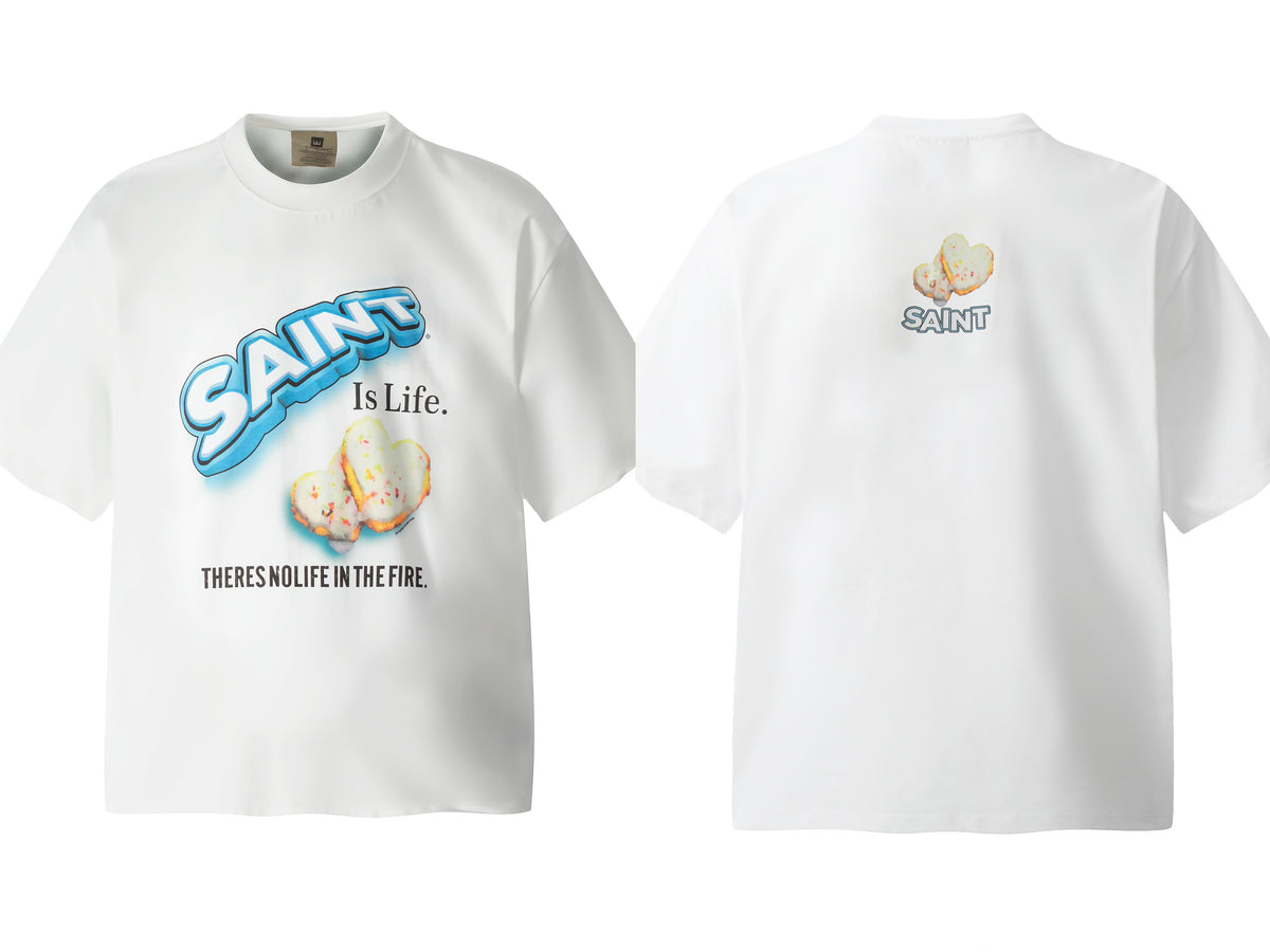 Saint Michael Vintage Washed Multi‑Print Graphic Oversized Tee Street