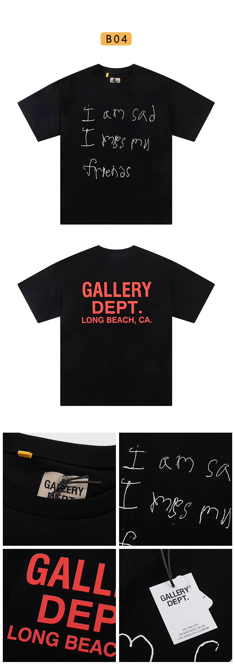 Gallery Dept Vintage Print Loose Short Sleeve Streetwear T-Shirt