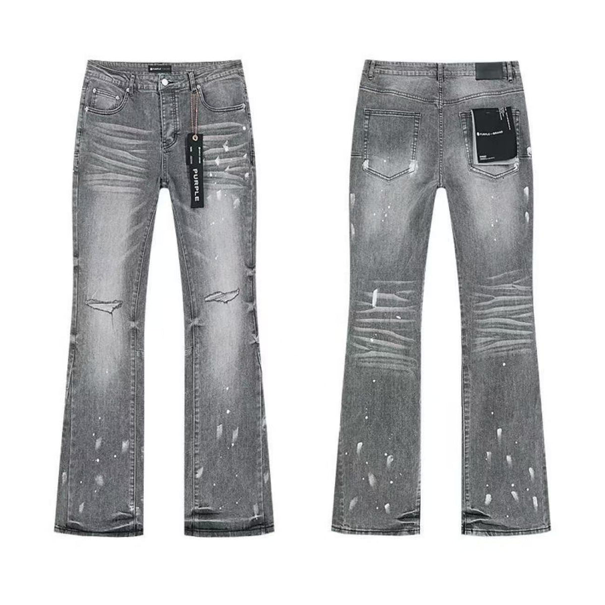 Purple Brand Men Stretch Skinny Ripped Printed Embroidered Denim Jeans