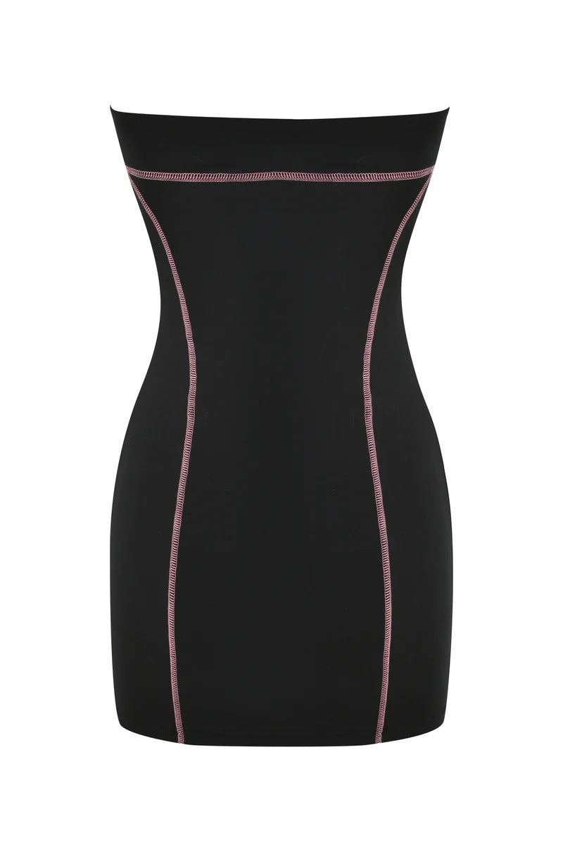 I.AM.GIA Contrast Strap Long Sleeve Bodycon Mini Dress Women