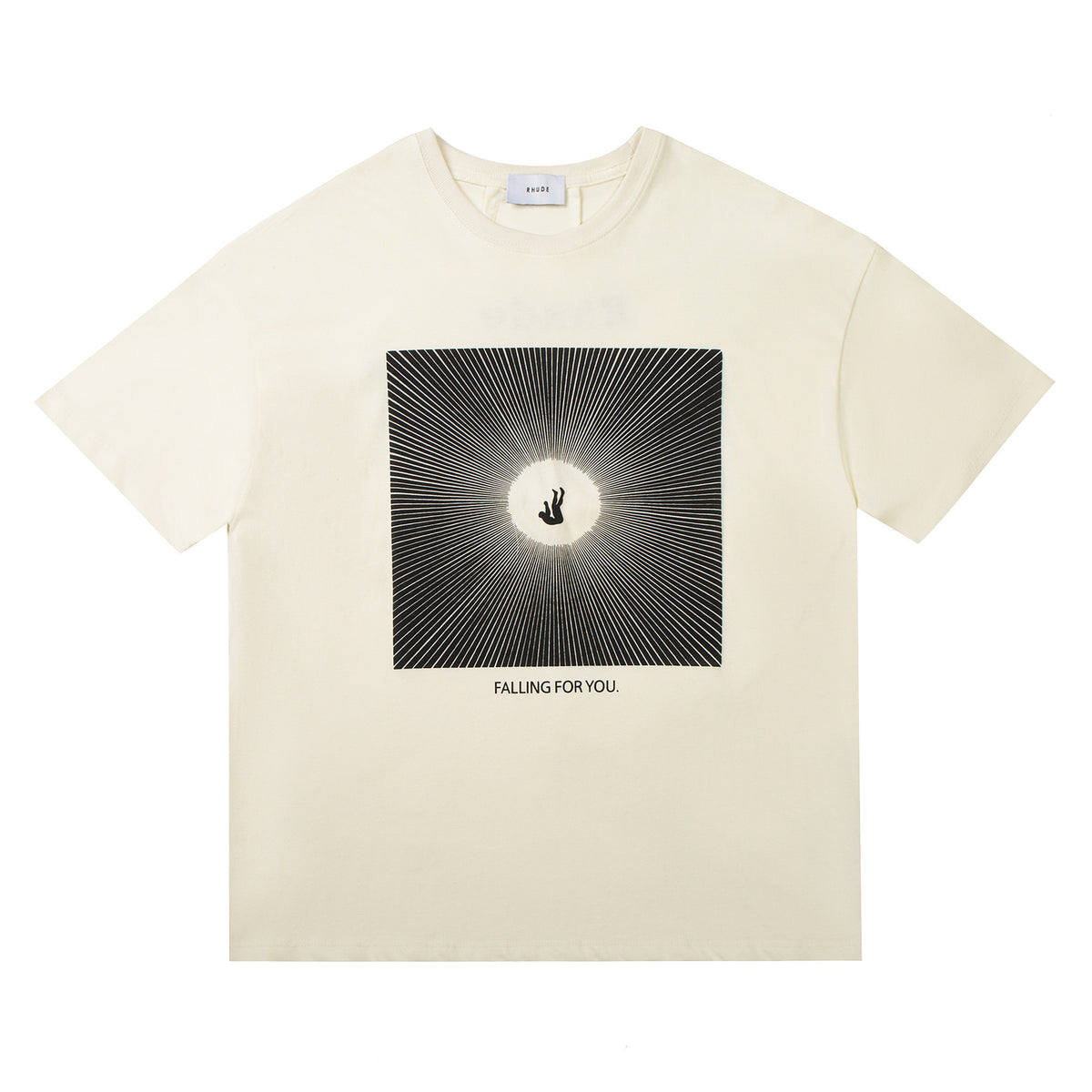 Rhude Graphic Tees Vintage High Street Loose Couple Crew Neck T-Shirt