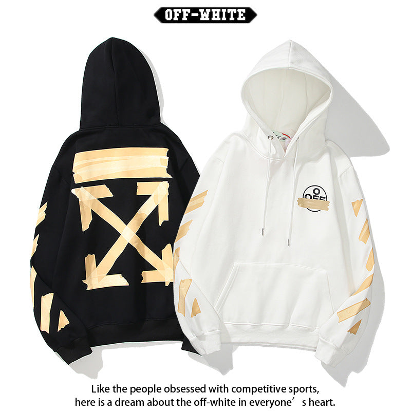 Off White Arrow Graphic Print Hoodie Streetwear Unisex