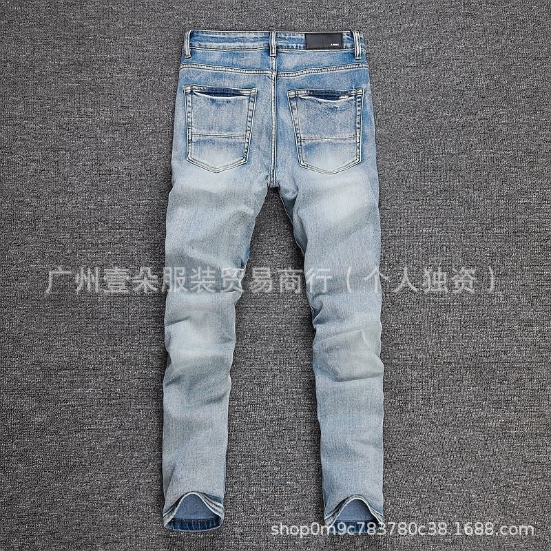 Amiri Patch Distressed Paint‑Splash Slim Fit Denim Jeans Unisex