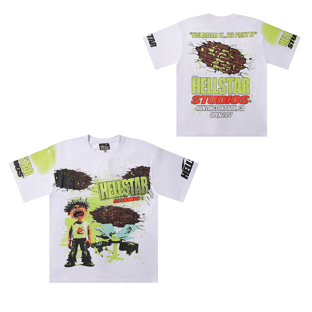 Hellstar Series Vintage Graphic Print Loose Unisex Streetwear T-Shirt