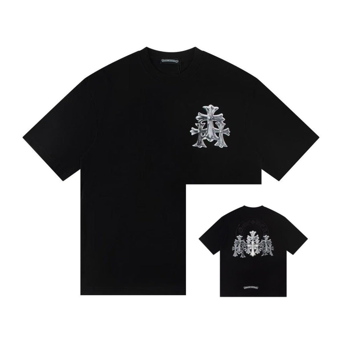 Chrome Hearts Color Sanskrit Cross Horseshoe Print Short Tee Unisex