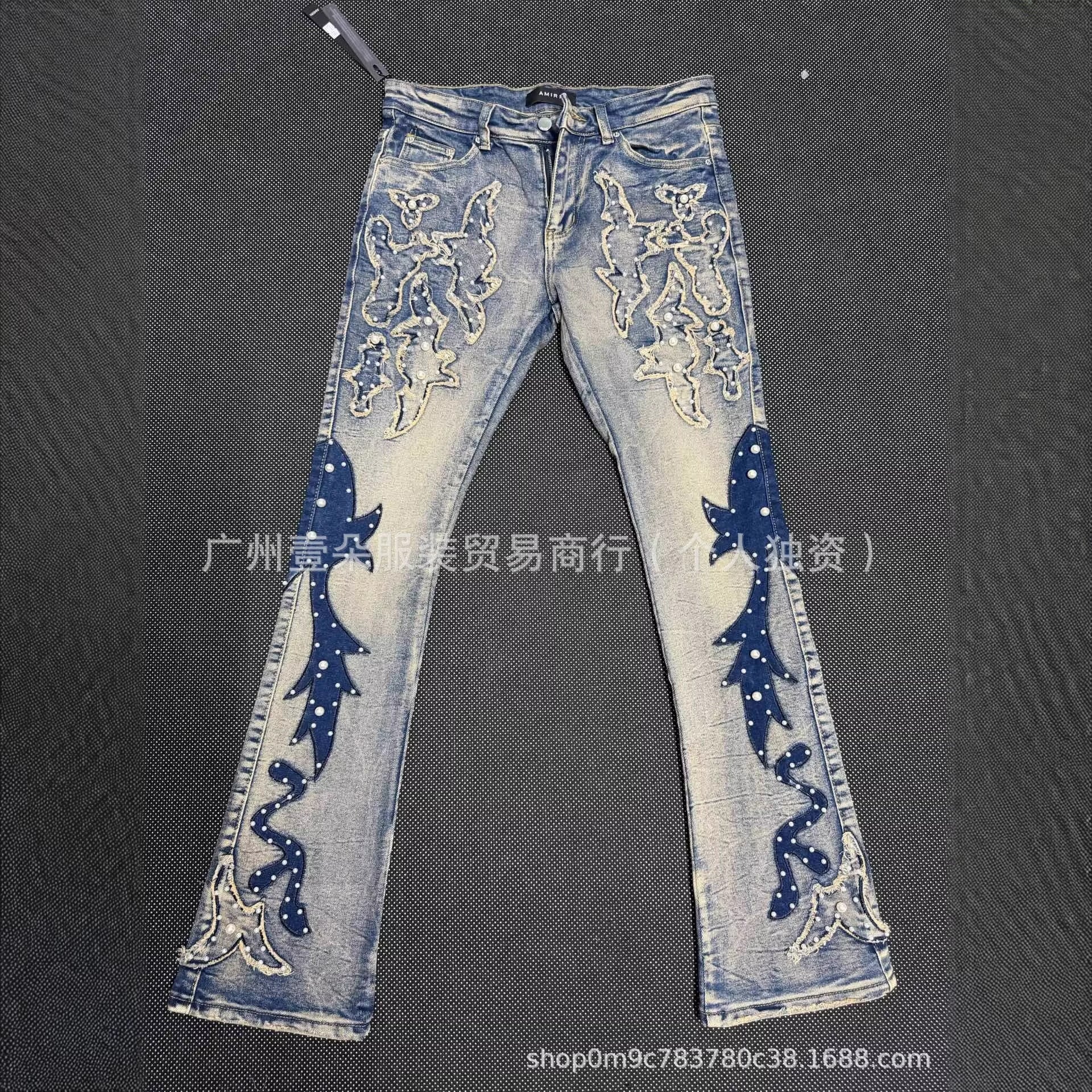 Amiri Patch Distressed Paint‑Splash Slim Fit Denim Jeans Unisex