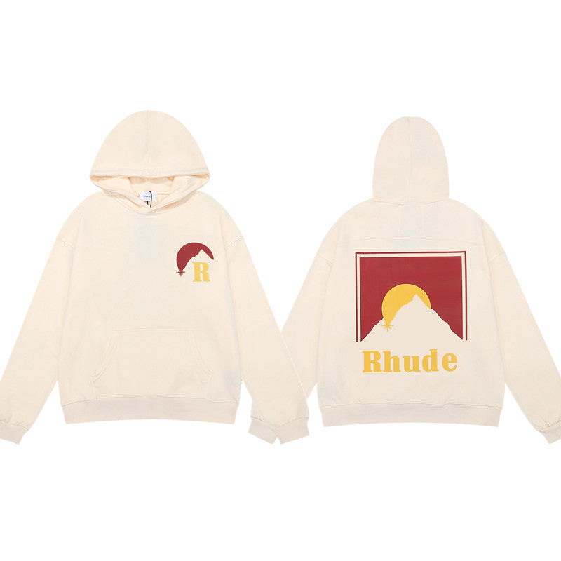 Rhude Cartoon Letter Hoodie Streetwear Cotton Pullover Sweatshirt