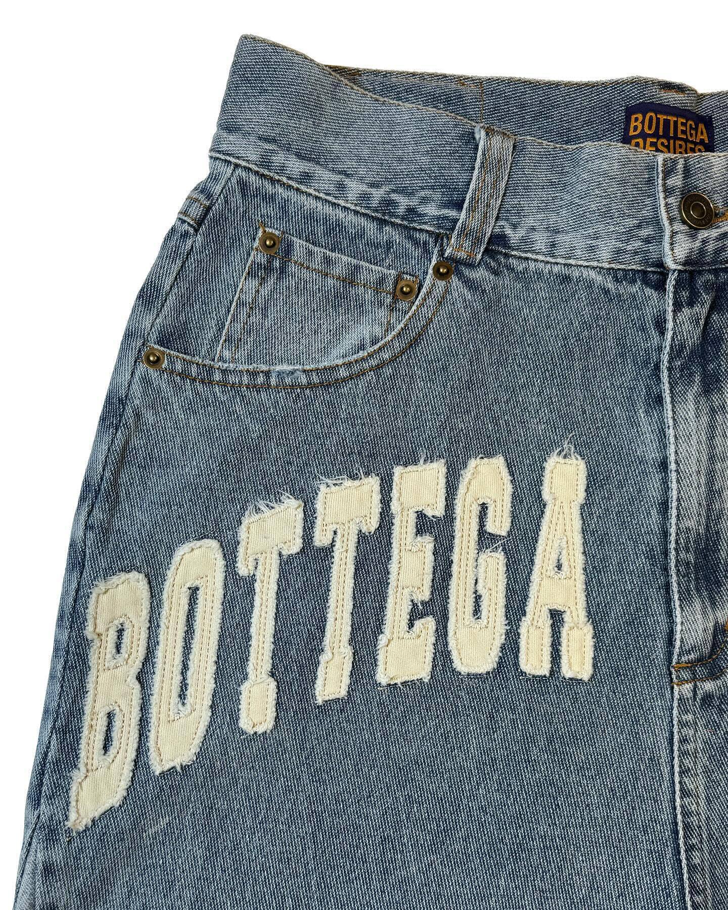 Bottega Desires Y2K Baggy Frayed Hem Denim Jort Shorts