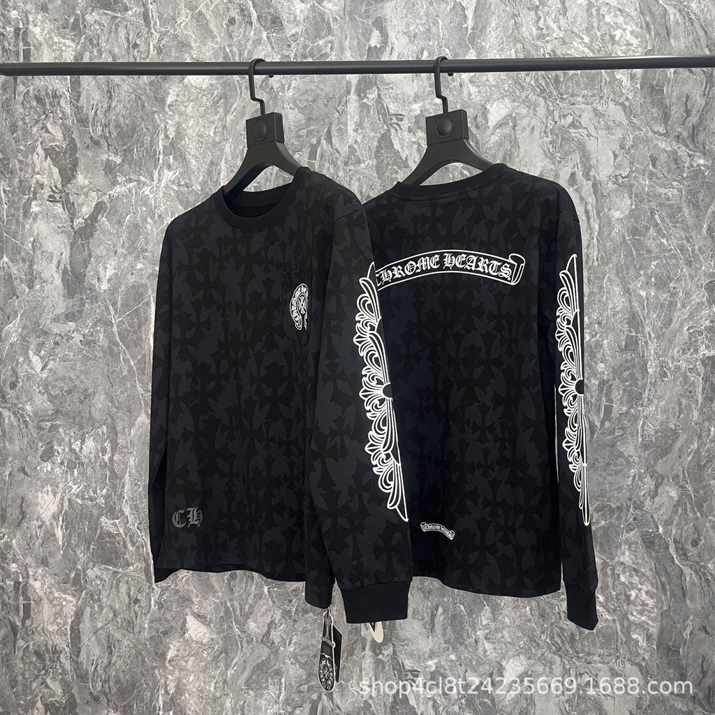 Chrome Hearts Cross Horseshoe Sanskrit Print Long Sleeve Tee Unisex