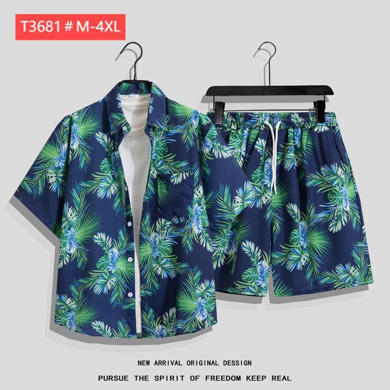Couple Hawaiian Floral Set Loose 5 Inch Shorts T3664-T3699