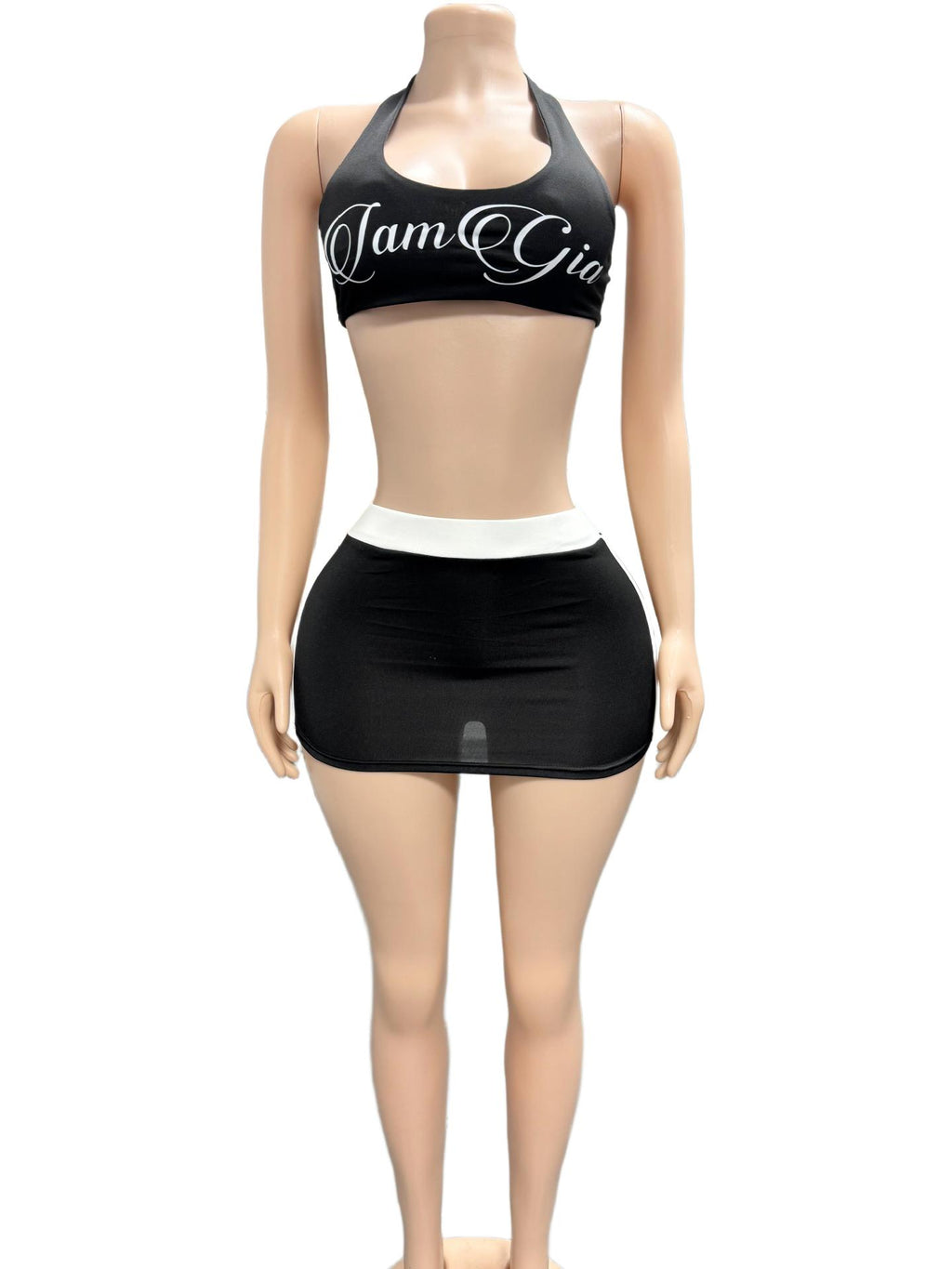 I.AM.GIA Letter Print Halter Top Skort 2 Piece Set Women