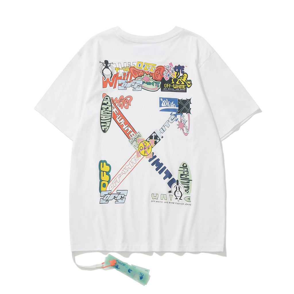 Off White Arrow Gradient Graphic Short Sleeve Tee Streetwear Unisex