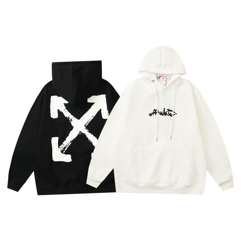 Off White Arrow Graphic Print Hoodie Streetwear Unisex
