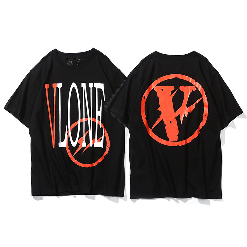 Vlone Big V Letter Graphic Print Short Sleeve Tee Streetwear Unisex