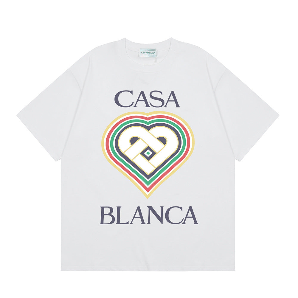 Casablanca Vintage Logo Print Loose Short Sleeve T Shirt Unisex Y2K