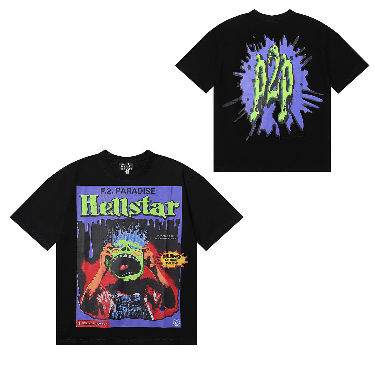 Hellstar Series Vintage Graphic Print Loose Unisex Streetwear T-Shirt