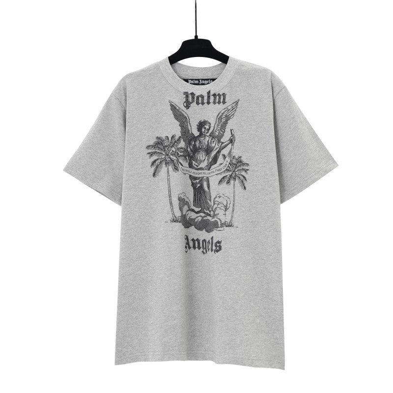 Palm Angels Graffiti Flame Palm Tree Graphic Oversized Tee Streetwear
