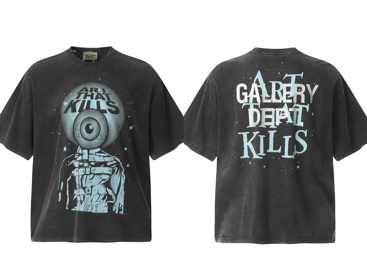 Gallery Dept Vintage Washed Graphic Short Sleeve Tee Streetwear Unisex