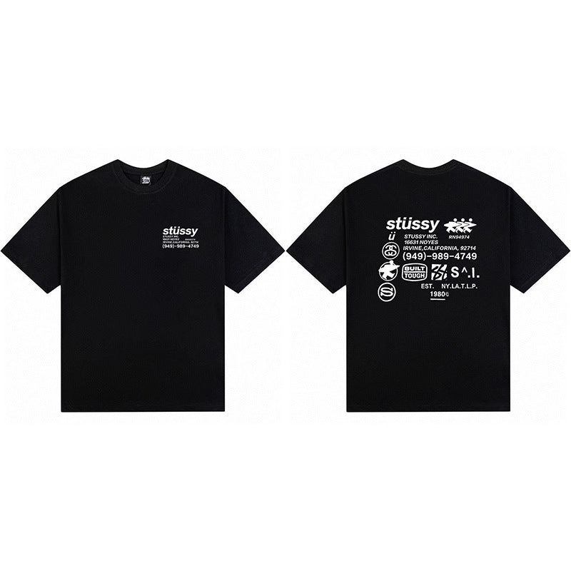 Stussy Graphic Print Collection Loose Casual Short Sleeve T-Shirt