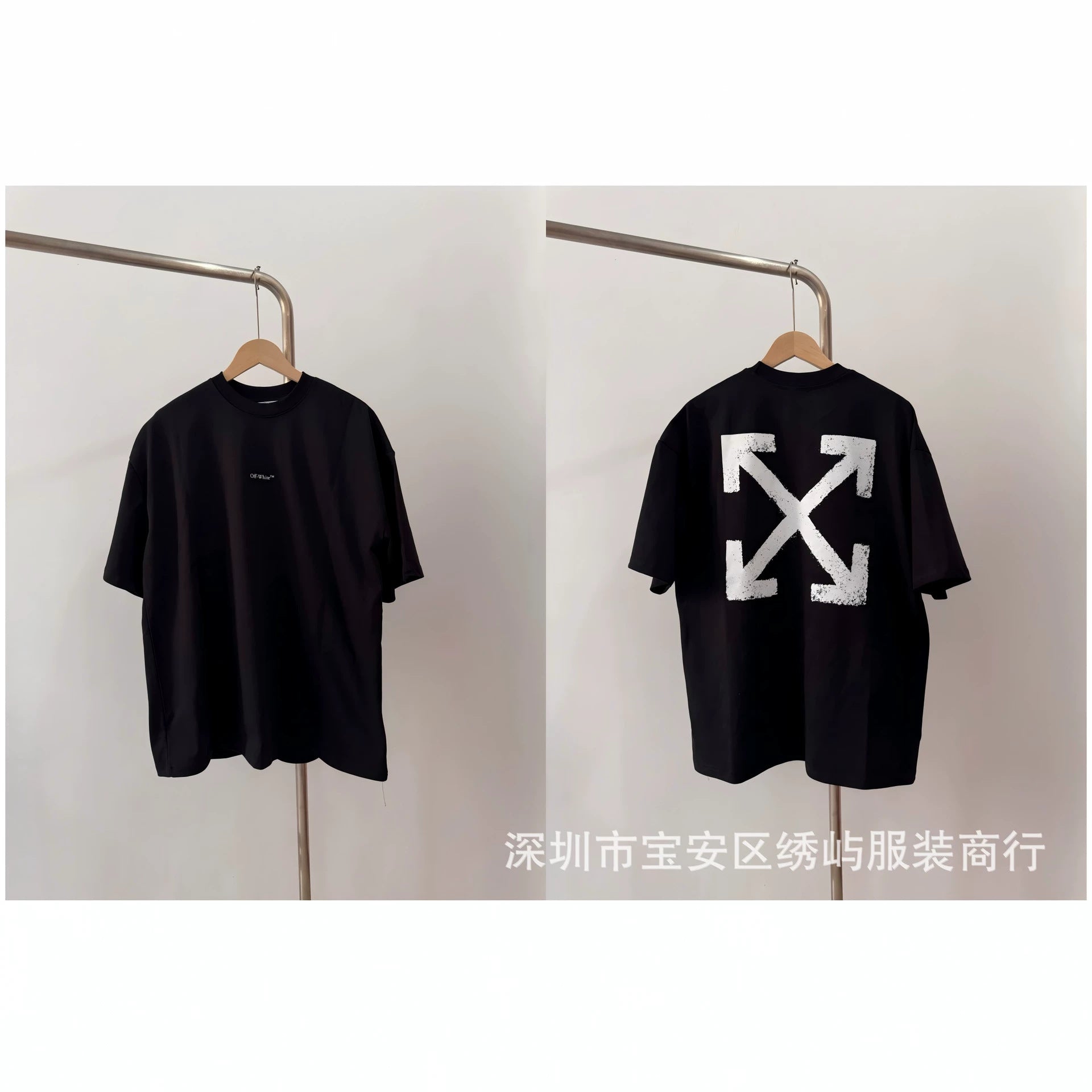 Off White Arrow Print Crew Neck Short Sleeve T Shirt Unisex