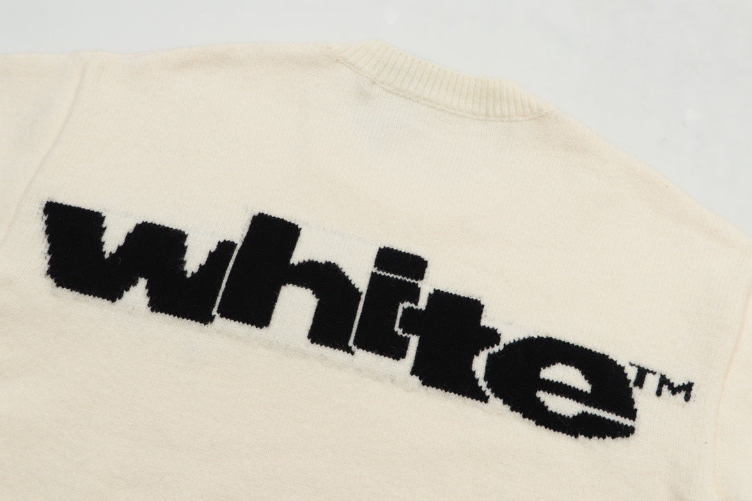 Fluffy Letter Embroidery Streetwear Crew Neck Knit Sweater