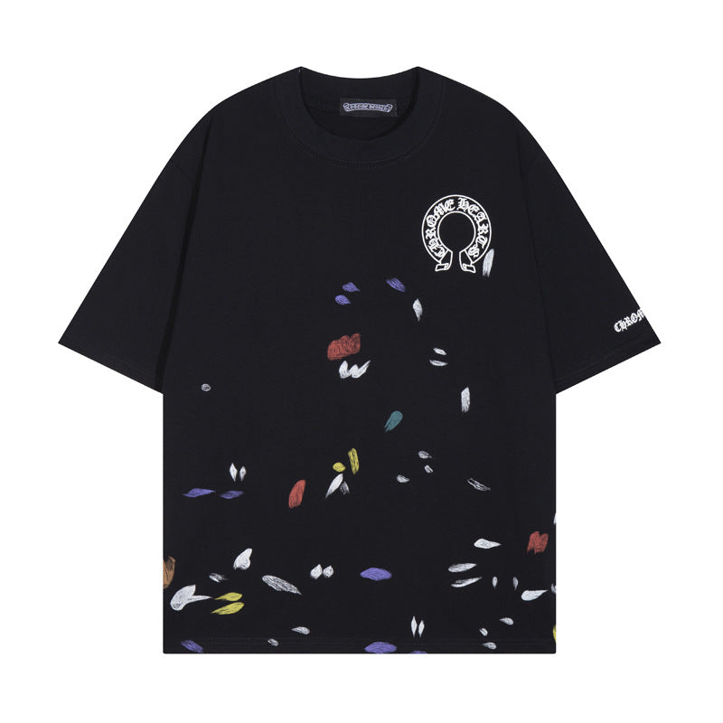Chrome Hearts Horseshoe Cross Floral Crew Neck T‑Shirt Unisex