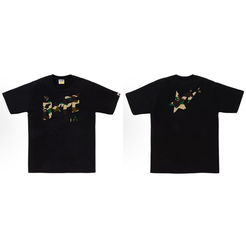 BAPE Ape Head Camo Shark Print Crew Neck Short Sleeve T‑Shirt Unisex