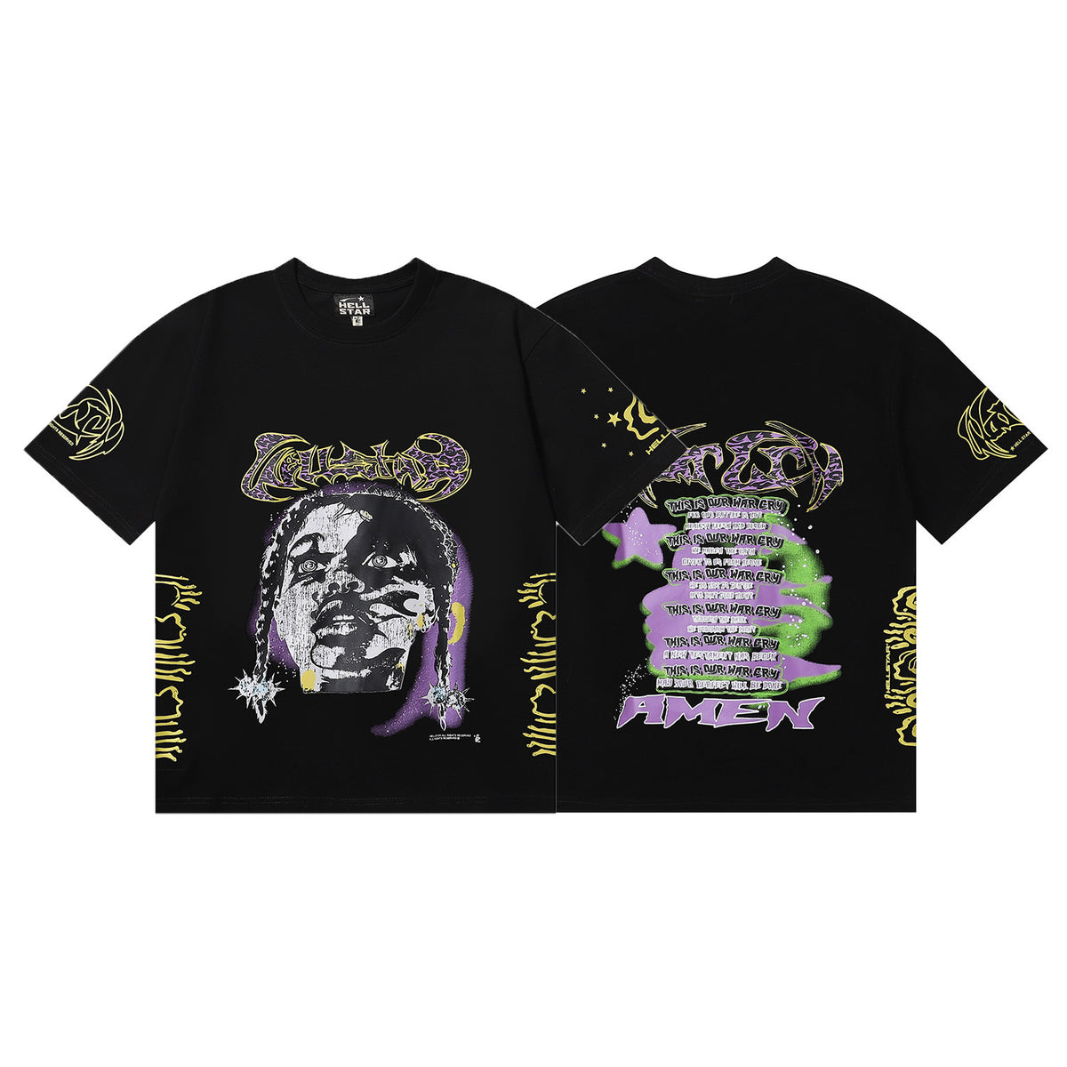 Hellstar Series Vintage Graphic Print Loose Unisex Streetwear T-Shirt