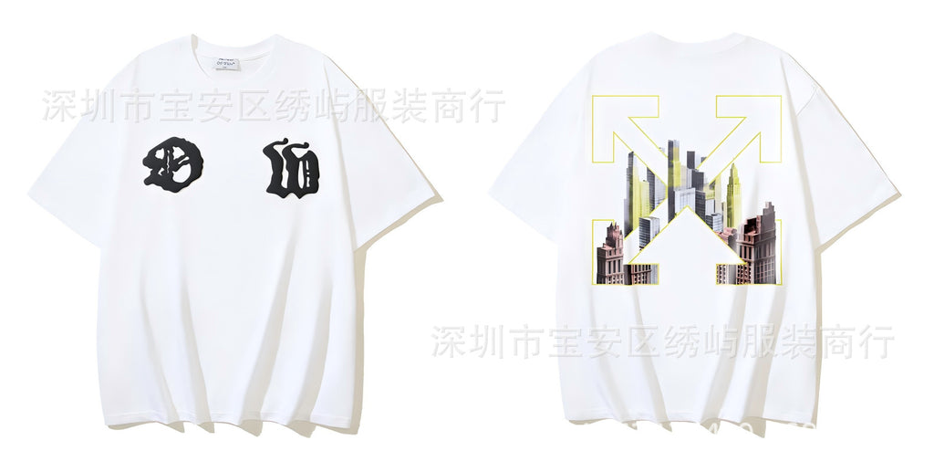Figure Arrow Graphic Print Streetwear Crew Neck Short Sleeve T Shirt
