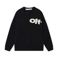 Fluffy Letter Embroidery Streetwear Crew Neck Knit Sweater
