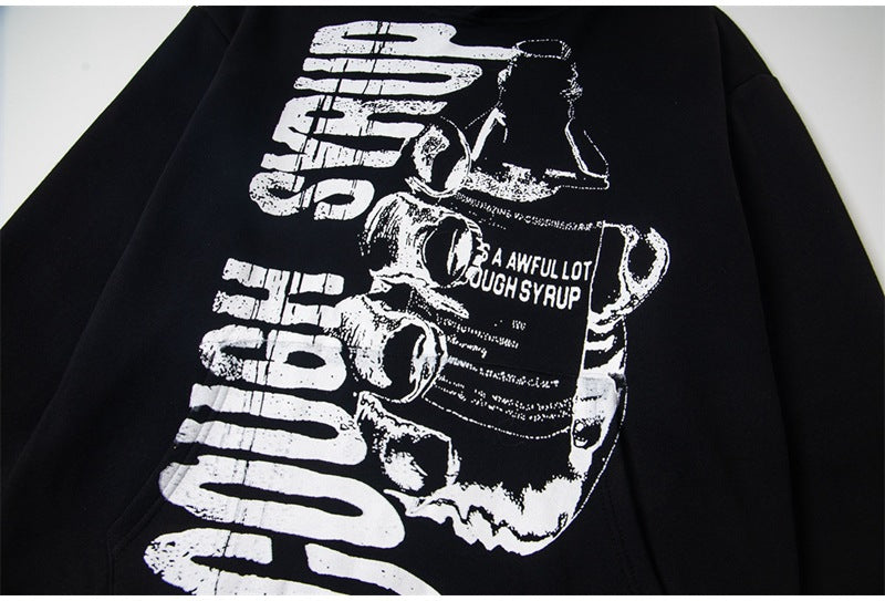 Cough Syrup Graphic Hoodie Vintage Letter Print HipHop Street Pullover