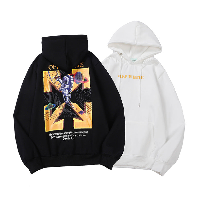 Off White Arrow Graphic Print Hoodie Streetwear Unisex