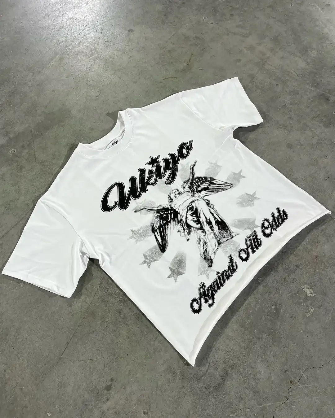 Ukiyo Infamouss Style Vintage Zeitungs-Grafik Oversized Baumwoll-T-Shirt