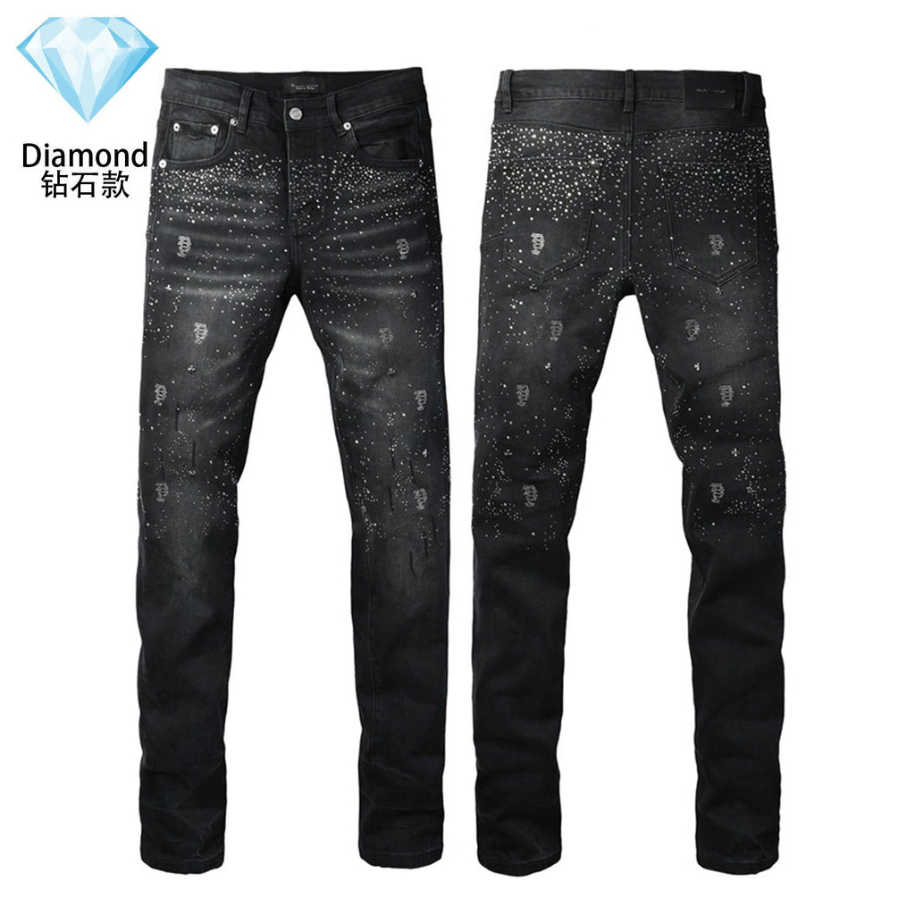 Purple Brand Rhinestone-Embellished Flared Jeans