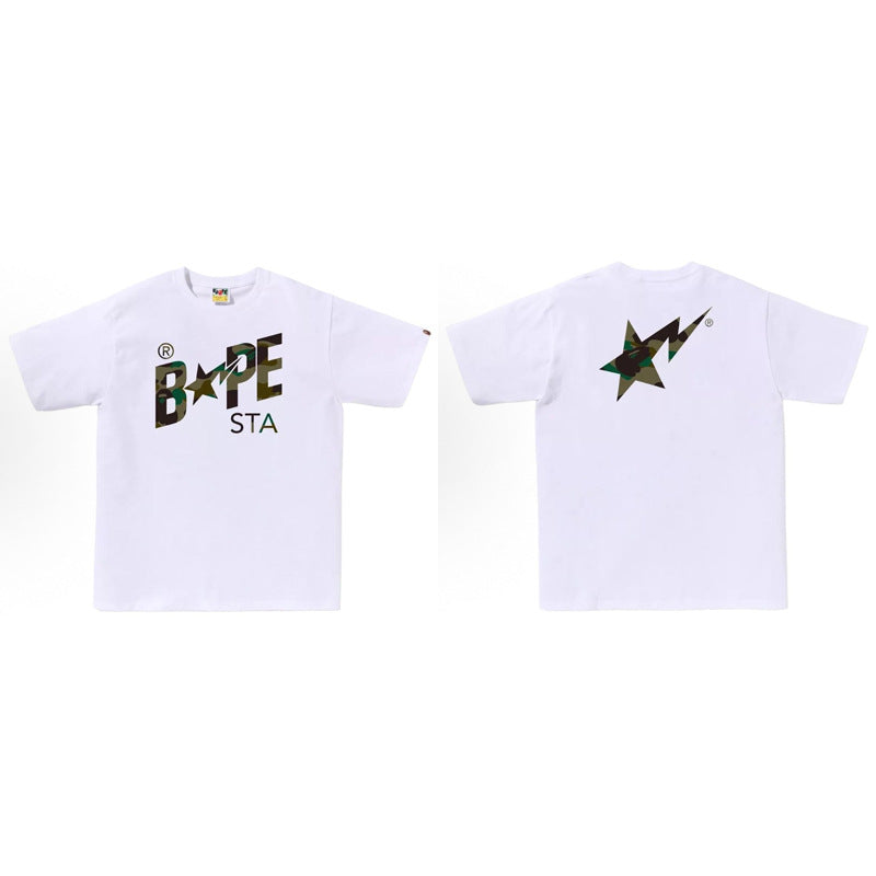 BAPE Ape Head Shark Print Loose Casual Unisex Short Sleeve T-Shirt