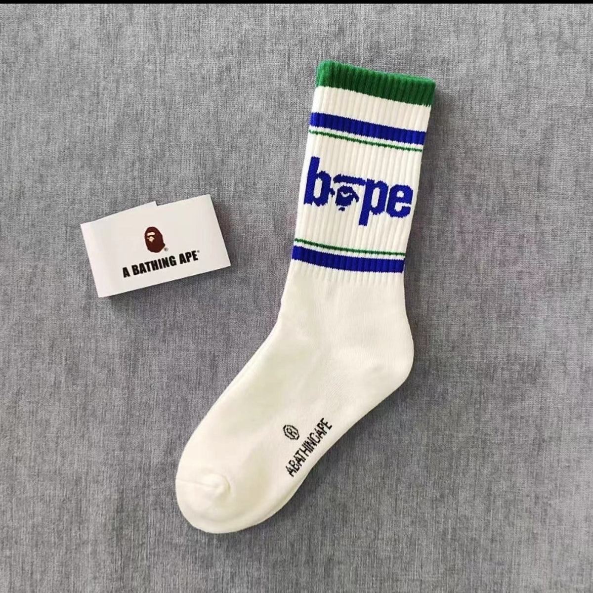 BAPE Ape Head Ribbed Crew Socks Multi Graphic Prints