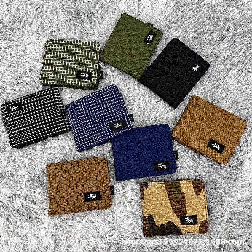 Stussy Canvas Bifold Wallet Multi Pattern Card Holder Coin Purse