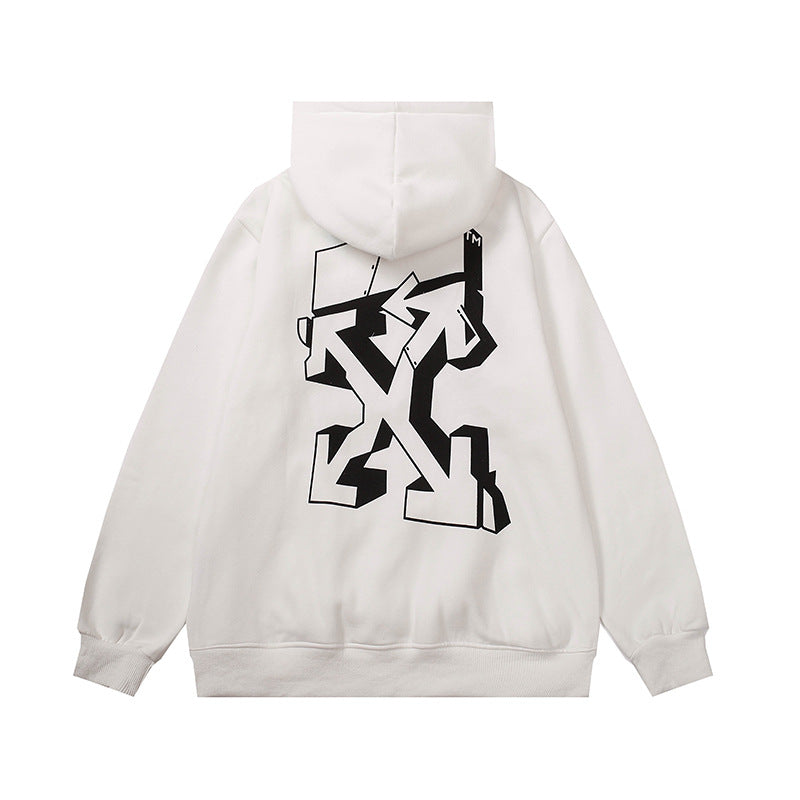 Off White Arrow Graphic Print Hoodie Streetwear Unisex