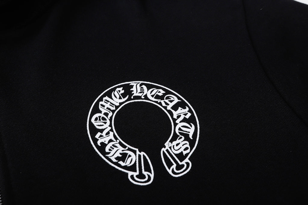 Chrome Hearts Scroll Cross Zip Up Hoodie Classic Street Hooded Jacket