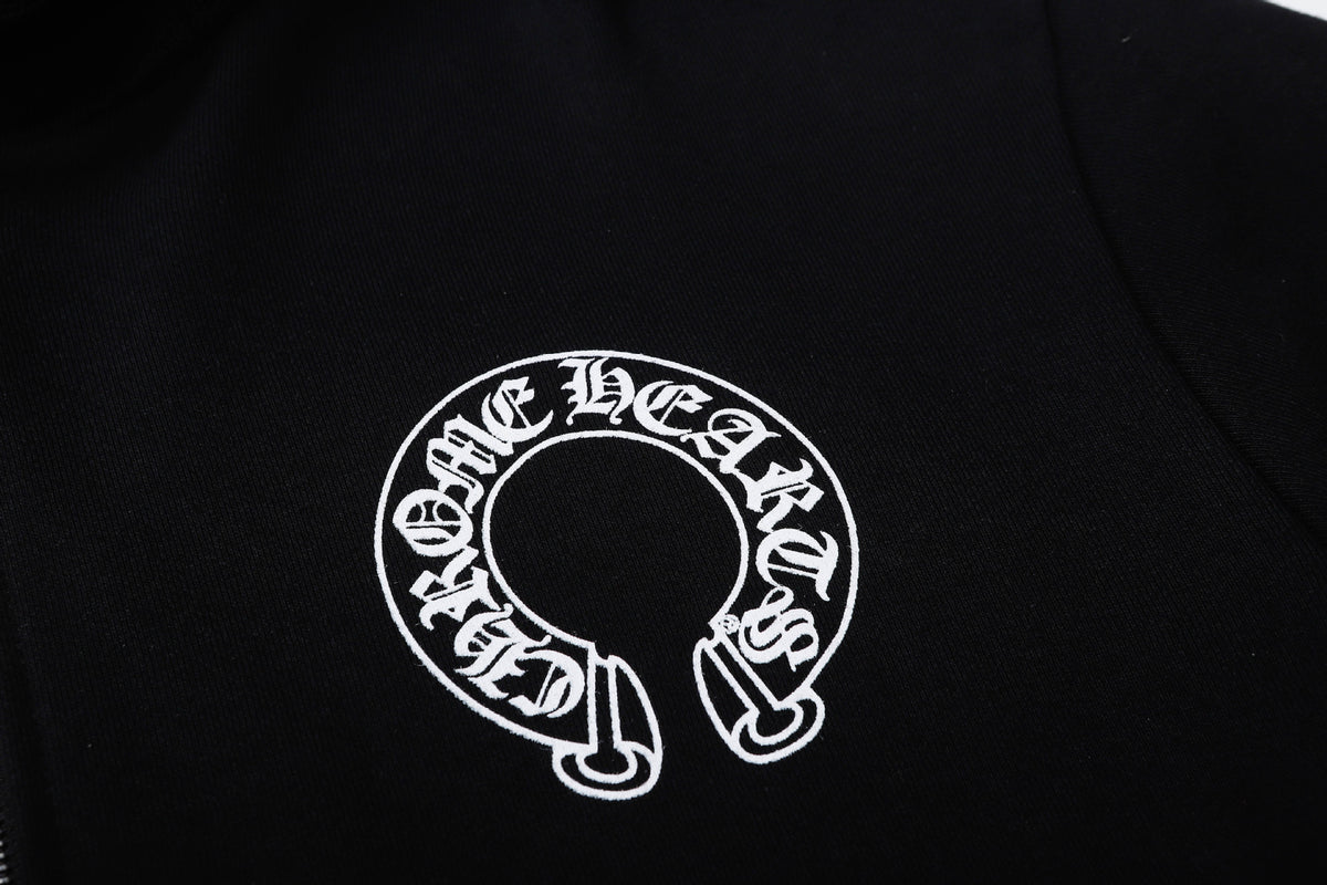 Chrome Hearts Scroll Cross Zip Up Hoodie Classic Street Hooded Jacket
