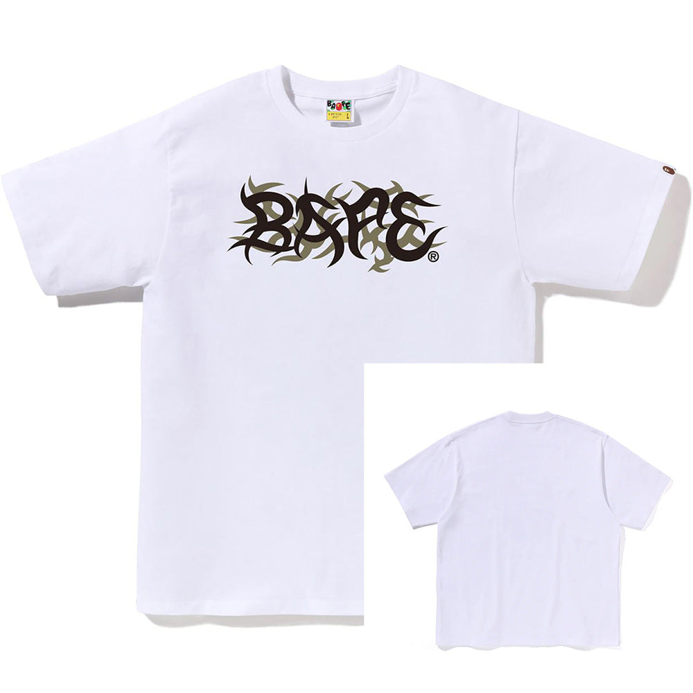 BAPE Shark Ape Head Camo Print Crew Neck Short Sleeve T‑Shirt Unisex